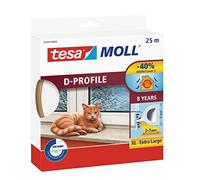 tesa 05389-00000-00 05389-00000-00-Paraspifferi per Porte e finestre, Profilo D, Bianco, 9 mm, Weiß, 25 m x 9 mm x 7 mm