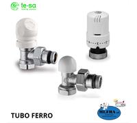 TESA kit valv termostatica detentore testa termos squadro 3/8 1/2 attacco ferro