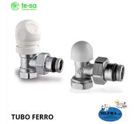 TESA kit valv termostatica detentore testa termos squadro 3/8 1/2 attacco ferro