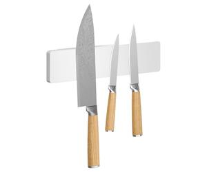 tesa Kitchen Organization Barra Magnetica per Coltelli - Portacoltelli Autoadesivo Salvaspazio per riporre in modo ordinato i Coltelli in Cucina - con Adattatore, Montaggio senza Foratura - Bianco