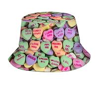 Tesa Larga Cappello da Pescatore Love Candy Conversation Hearts 5 Cappelli da Spiaggia Unisex Cappello da Sole per All'Aperto Ciclismo Donna
