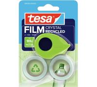 Tesa Mini Dispenser Recycled con 2 Rotoli di tesafilm Crystal Recycled | Srotolatore Manuale Compatto per Incollare a Mani Libere, con 2 Rotoli Inclusi - Mini-Srotolatore Ergonomico