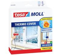 Tesa Moll Thermo Cover Window Pellicola Isolante per Finestre - Isolante Termico Trasparente per le Finestre - Include Nastro Biadesivo per Una Facile Installazione - 4 m x 1.5 m