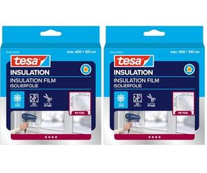 Tesa Moll Thermo Cover Window Pellicola Isolante per Finestre - Isolante Termico Trasparente per le Finestre - Include Nastro Biadesivo per Una Facile Installazione - 4 m x 1.5 m (Confezione da 2)