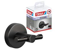 tesa MOON Gancio per accappatoio in grafite spazzolata - Gancio autoadesivo in metallo rivestito in PVD - non richiede foratura, soluzione adesiva inclusa - 50 mm x 65 mm x 53 mm