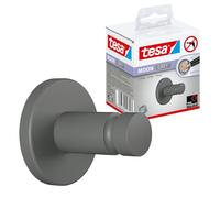 tesa® MOON GREY Gancio per Asciugamani per bagno e WC in stile industriale e moderno - Senza foratura, soluzione adesiva inclusa - 37 mm x 37 mm x 36 mm - Grigio opaco