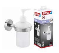 Tesa Moon Portasapone da Parete, Look Acciaio Inox, Autoadesivo, Tecnologia di Montaggio Adesiva, 155mm x 70mm x 110mm