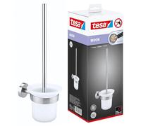 tesa Moon Scopino wc, look acciaio inox, autoadesivo, tecnologia di montaggio adesiva, 390mm x 115mm x 147mm