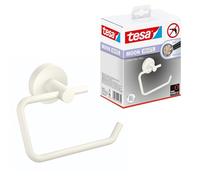 tesa® MOON WHITE - Portarotolo senza coperchio, per bagni in stile industriale e moderni - Senza foratura, soluzione adesiva inclusa - 99 mm x 140 mm x 53 mm - Bianco opaco