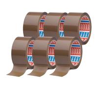 tesa Nastro Adesivo 64014 in PP - 66m x 50mm, Marrone - 6 Rotoli | Nastro da Imballaggio Resistente al Tempo, agli UV e alle Variazioni di Temperatura, per Pacchi Leggeri, Silenzioso