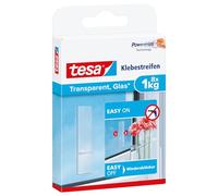 tesa Nastro Adesivo per Superfici Trasparenti, 1 kg - Confezione da 8 | Con Tecnologia tesa Powerstrips - Per Interni, Capacità Massima 1 kg - Per il Riutilizzo del Gancio Adesivo Trasparente tesa