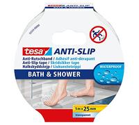 tesa Nastro Antiscivolo per Bagno e Doccia - 5 m x 25 mm - Trasparente | Nastro Antiscivolo per Vasca da Bagno e Doccia, Impermeabile con Adesivo Acrilico - Prevenzione Cadute su Pavimenti Bagnati