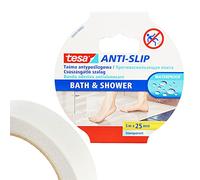 Tesa® Nastro antiscivolo per vasca da bagno e doccia, 5 m x 25 mm, ideale per il bagno, le scale, antiscivolo, impermeabile, resistente ai raggi UV, antiscivolo, antiscivolo, resistente ai raggi