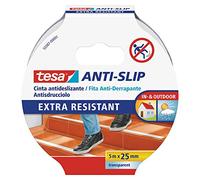 tesa Nastro Antiscivolo Trasparente - Nastro adesivo antiscivolo per l'uso interno ed esterno - Per scale, rampe, pavimenti lisci o bagnati e barche - 5 m x 25 mm