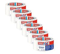 tesa Nastro di pulizia in PVC standard 60399, liscio, per lavori di pulizia e pittura, per incollare e coprire - bianco, 33 m x 50 mm, confezione da 6 pezzi
