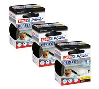 tesa Nastro di Tessuto extra Power Perfect, Set da 3, Nero - 2,75m x 38mm