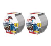 Tesa Nastro in Alluminio per Riparazioni - Nastro adesivo multiuso - Per uso interno ed esterno - Extra adesivo e resistente - Colore: Argento - 10 m x 50 mm (Confezione da 2)
