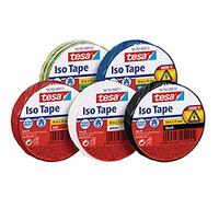 Tesa Nastro isolante 10 m x 15 mm Iso Tape (5 pezzi/5 colori - blu, rosso, nero, verde/giallo e bianco)