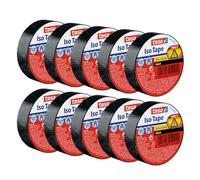 tesa Nastro Isolante in Confezione da 10 - Nastro isolante autoadesivo, resistente al calore - Per isolare, riparare e legare - 10 m - Nero