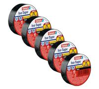 tesa Nastro isolante in confezione da 5 pezzi, autoadesivo, resistente al calore, per isolare, riparare e fasciare, 5 x 10 m: 15 mm, nero
