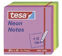 Tesa Notes Foglietti Adesivi, 6 X 80 fogli, verde/giallo/rosa, 7,5 cm x 7,5 cm