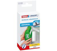 Tesa On & Off Nastro Autoadesivo Universale - Nastro Adesivo a Strappo per il Fissaggio Veloce di Oggetti Domestici Leggeri - Bianco, 2 cm x 100 cm
