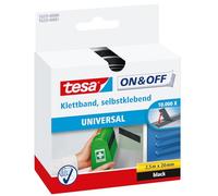 Tesa On & Off Nastro Autoadesivo Universale - Nastro Adesivo a Strappo per il Fissaggio Veloce di Oggetti Domestici Leggeri - Nero, 2 cm x 250 cm