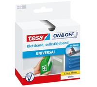 Tesa On & Off Nastro Autoadesivo Universale - Nastro Adesivo a Strappo per il Fissaggio Veloce di Oggetti Domestici Leggeri - Bianco, 2 cm x 250 cm