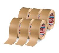 tesa Pack 4713 - Confezione da 6 nastri di carta per sigillare imballaggi, riciclabili e privi di solventi, colore marrone, 6 rotoli da 50 m x 50 mm