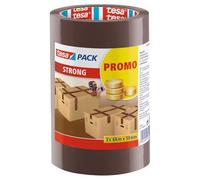 tesa Nastro adesivo Pack Strong - silenzioso per imballaggio marrone - 3 rotoli da 66 m x 50 mm