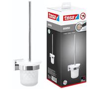 Tesa Porta Asciugamani a Due Bracci Ekkro, Metallo Cromato Lucido, Autoadesivo, Tecnologia Adesiva di Montaggio, 80mm x 50mm x 420mm