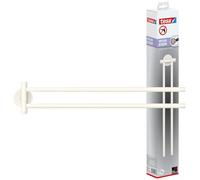 tesa Portasciugamani da Bagno MOON WHITE - 84 mm x 50 mm x 456 mm | Portasciugamani a 2 Bracci Orientabile - da Attaccare al Muro, in Metallo Verniciato a Polvere - Soluzione Adesiva Inclusa
