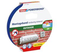 Tesa Powerbond Esterni - Nastro Biadesivo per Esterno - Nastro Adesivo Resistente ai Raggi Uv, All'Acqua e Alle Diverse Temperature - fino a 1 kg per 10 cm di Nastro - 5 m x 19 mm