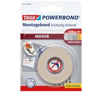 tesa Powerbond INDOOR - Nastro di montaggio biadesivo per interni - adesivo forte su entrambi i lati, per un montaggio permanente - 1,5 m