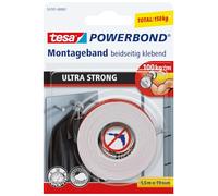 tesa Powerbond ULTRA STRONG - Nastro di montaggio biadesivo extra forte per uso permanente in esterni e interni - 1,5 m