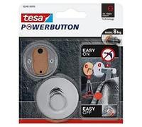 tesa Powerbutton Premium - Gancio autoadesivo rotondo, in metallo cromato, portata massima: 8 kg