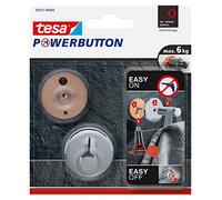 tesa Powerbutton® Universal - Gancio di fissaggio rotondo, in metallo cromato, porta asciugamani per bagno, carico massimo 6 kg