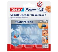 Tesa Powerstrips Deco 5 Ganci Trasparenti + 8 Strisce Biadesive Rimovibili