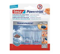 Tesa Powerstrips Deco del gancio, Trasparente, per Max. 1 kg, confezione con 2 Ganci