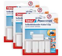 Tesa Powerstrips - Fermacavi autoadesivo, per il fissaggio dei cavi, rimovibile e riutilizzabile, 3 x 5 pezzi, colore: Bianco