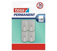 Tesa Powerstrips Ganci Small Rettangolare - Gancio Adesivo Rimovibile per Vetro, Piastrelle, Legno, Plastica e Altre Superfici - Impermeabile - Metallo - Forte Tenuta fino a 1 kg