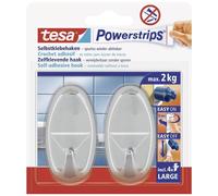 tesa POWERSTRIPS® Gancio adesivo ovale grande Cromo Contenuto: 2 pz.