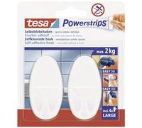 tesa Gancio adesivo Powerstrips 58013-49, ovale grande, 3 x 12 cm, bianco