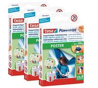 tesa Powerstrips - Nastro adesivo per poster, max. 200 g, rimovibile senza lasciare traccia (1 confezione da 20 pezzi) (3 confezioni)
