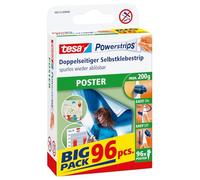TESA POWERSTRIPS POSTER BIG PACK, ADHESIVO BLANCO, 96 PIEZAS