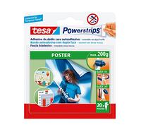 tesa Powerstrips POSTER - Strisce Biadesive per Foto - Strisce Adesive Coniche per l'Applicazione di Quadri - Peso Massimo fino a 200 gr - Confezione da 20