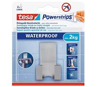 Tesa Powerstrips Waterproof Razor Holder Metal | Supporto Autoadesivo per Rasoio per Doccia e Bagno - in Acciaio Inossidabile - Soluzione Adesiva Impermeabile Inclusa