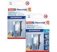 tesa Powerstrips® Waterproof - Strisce adesive impermeabili, max. 2 kg, rimovibile senza lasciare traccia (2 ambienti umidi)