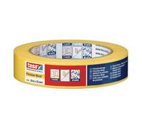 tesa Precision Masking Tape 4334 PLUS, confezione da 6, nastro professionale in carta extra sottile per mascherature precise Giallo, 50 m x 38 mm ciascuno