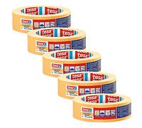 tesa Precision Masking Tape 4344 Standard, Confezione da 5, Nastro per mascheratura professionale con supporto in carta sottile, per mascheratura e copertura precise, arancione, 50 m x 30 mm cad